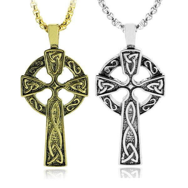 

christian jewelry triquetra viking necklace triple horn of odin celtics cross irish knot men necklace women necklaces pendants, Silver