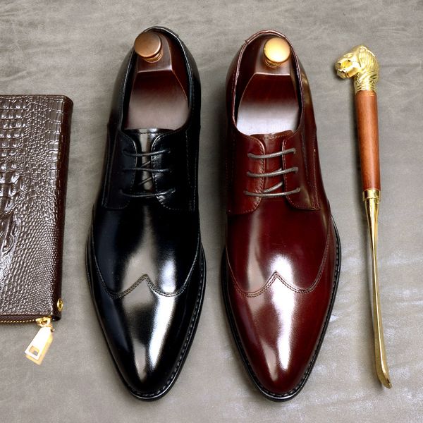 

dress shoes handmade cow genuine leather men's business british men, Black