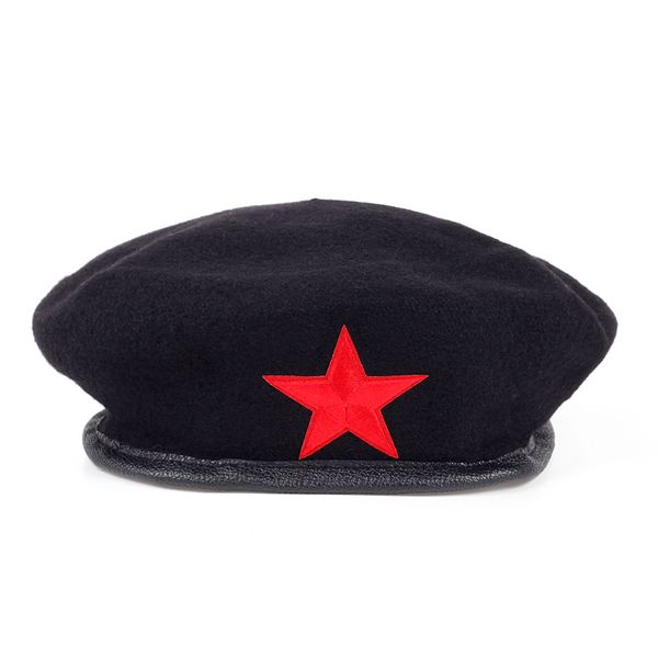 

2019new selling women woolen warm beret hat cap with red star men fashion street style winter hats to keep warm caps, Blue;gray