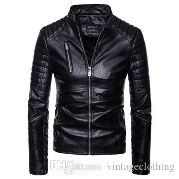 

mens leather outerwear motorcycle pu leather jackets cool solid black coat male casual slim zipper jacket
