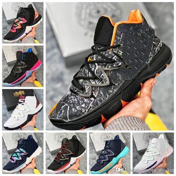 

2019 new mens kyrie v basketball shoes irving 5s black magic egyptian pharaoh camouflage 5 zoom sport training sneakers high ankle, White;red