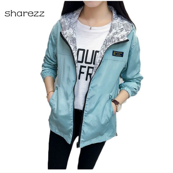 

autumn fashion womenwear hooded zipper pocket casual coat double-side wearing long sleeve outwear jackets thin windbreak, Black;brown