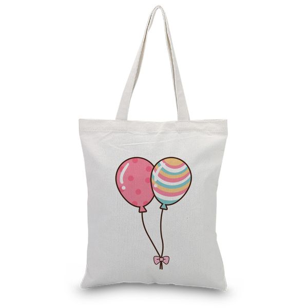 

cartoon balloon pattern canvas tote bag shopping bag print custom print daily use eco reusable recycletext diy satchel f