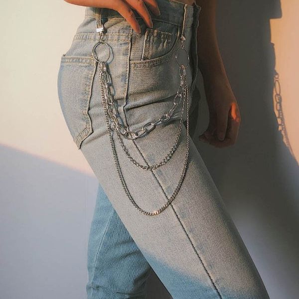 

punk pants keychain hip hop belt tassel trousers silver gold chain for women cool metal key chain jewelry on jeans