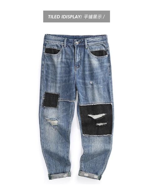 

ah02184 fashion men's jeans 2020 runway european design party style men's clothing, Blue
