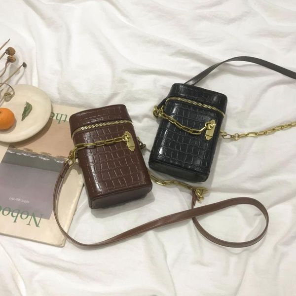 

small bag women's 2020 new style stone pattern verticle box bag non-mainstream chain shoulder mobile phone