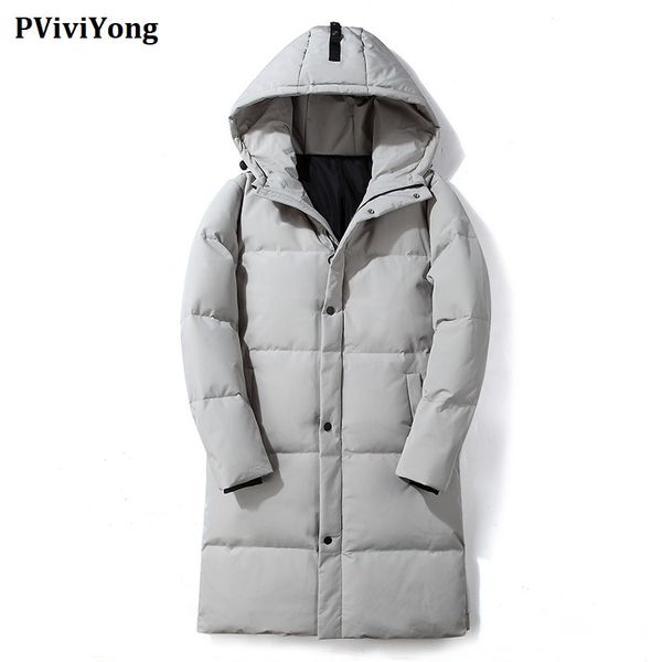 

pviviyong 2019 winter 90% white duck down jacket hooded fashion long thicked coat men plus-size m-3xl 931, Black