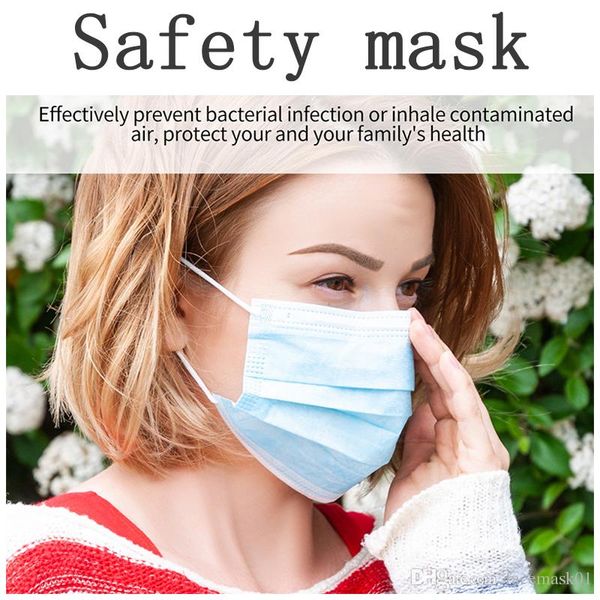 

50x одноразовая маска 3 слоя ушной пыли mouth маски обложка 3ply нетканые анти пыли маски маски мягкая дышащая безопасность face