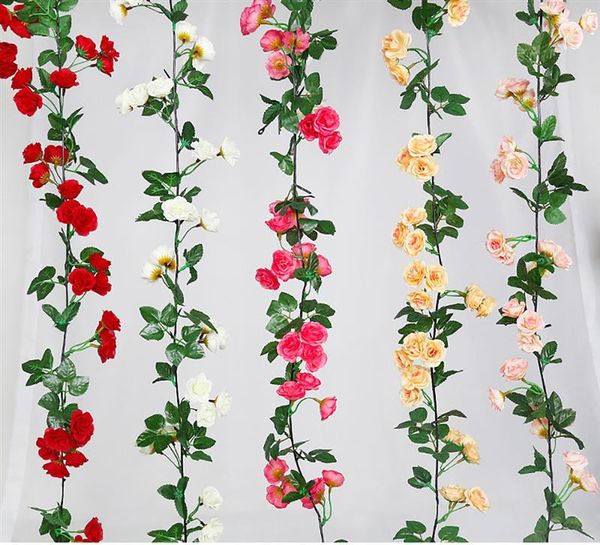 

1.8 meter artificial rose flower fake hanging decorative roses vine plants leaves artificials garland flowers wedding wall decor