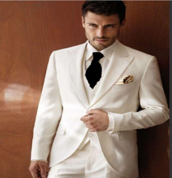 

men's suits & blazers 2021 mens 3 piece (coat+vest+pants) peaked lapel costume homme wedding business formal suit men, White;black