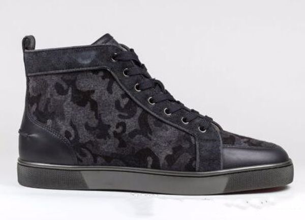 

мода дизайнерская марка red sole шипованных шипы квартиры обувь с красной подошвой обуви для мужчин и женщин партии любителей подлинная замш, Black