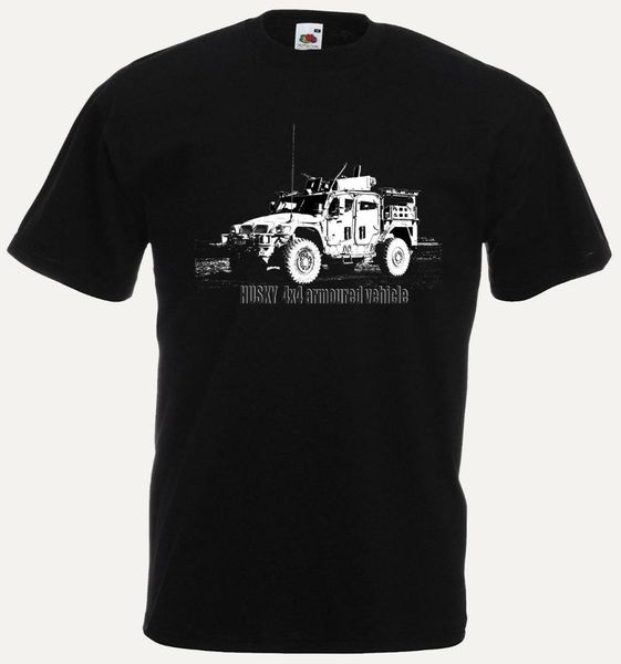 

t-shirt 4x4 armoured vehicle husky uk army suv 2019 summer fashion streetwear cotton short slevee o-neck cool, White;black
