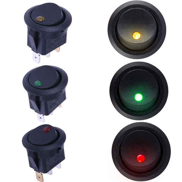 

5/10pcs led dot light 12v 12a car boat round rocker on/off toggle spst switch auto boats motorcycles switch car accessories