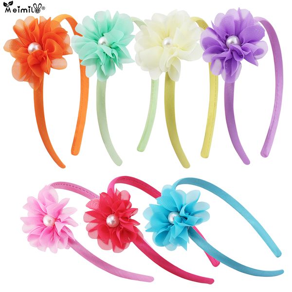 

handmade ткани цветок hairwear детских перлов обруча волосы принцесса милый ребенок ободки для аксессуаров ребёнки волос, Slivery;white