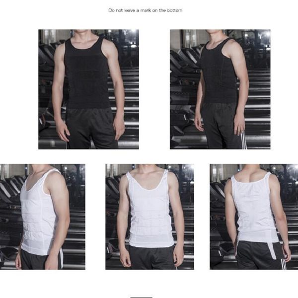 

wholesales men's slim moisture minus the beer belly shaping underwear abdomen body sculpting vest shapers body sculpting t-shirt, Black;brown