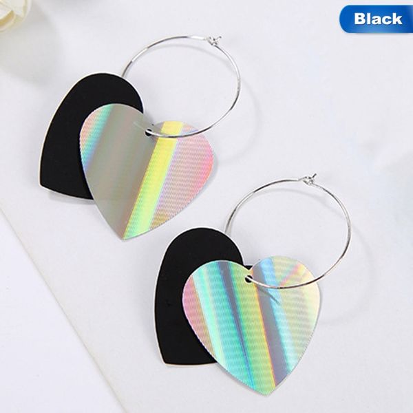 

new arrival silver color love heart hoop earrings for women girls shiny statement earrings fashion party jewelry gift, Golden;silver