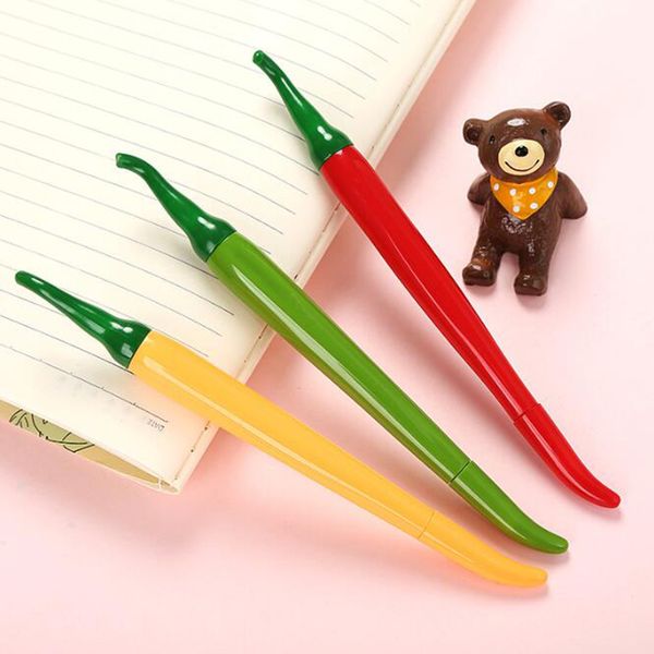 

3pcs simulation chili styling gel pen cute cartoon learning stationery office supplies needle water-based black signature pen