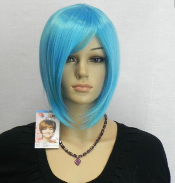 PARRUCCA Parrucca libera CALDA di modo di trasporto Brevi parrucche piene di Cosplay blu diritte delle nuove donne sexy