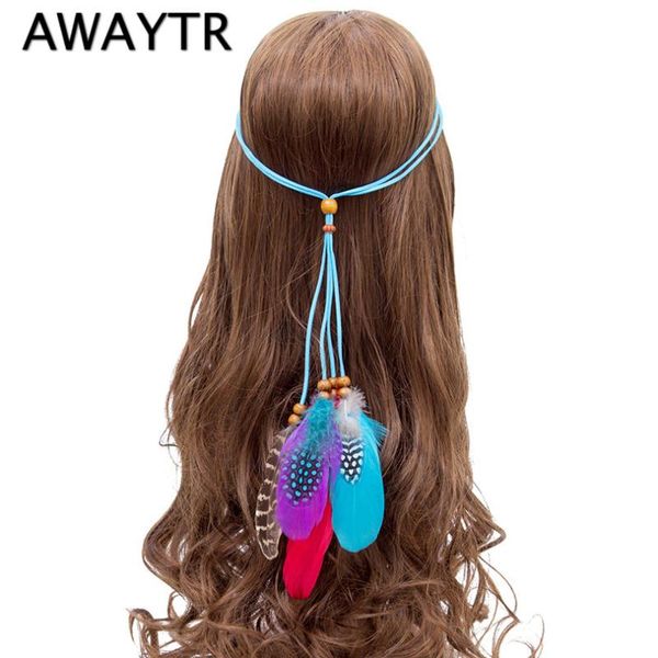 

awaytr wholesale women boho style festival feather headband hippie feather tassel hairband hair accessory for girls
