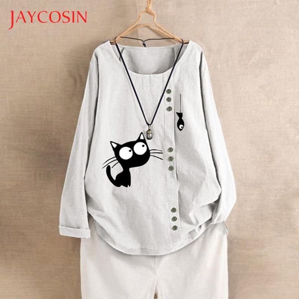

jaycosin t рубашка женщин повседневный кота печати кафтан белье дамы топы свободного покроя blusas с коротким рукавом свободного покроя футб, White