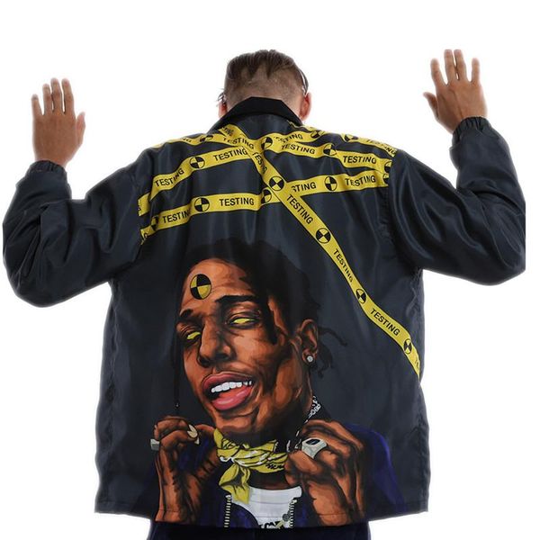 

модный бренд asap rocky rapper печатные мужские куртки и хип-хоп стиль streetwear повседневная куртка-бомбер мужчины jaqueta masculina разме, Black;brown