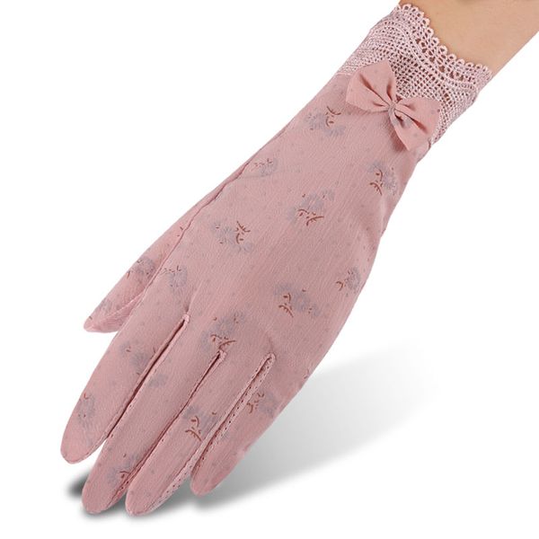 

fashion-flyber elegant bow tie women mesh arm gloves sunscreen summer 2018 lady mittens sun protection full fingers outdoor female glove, Blue;gray