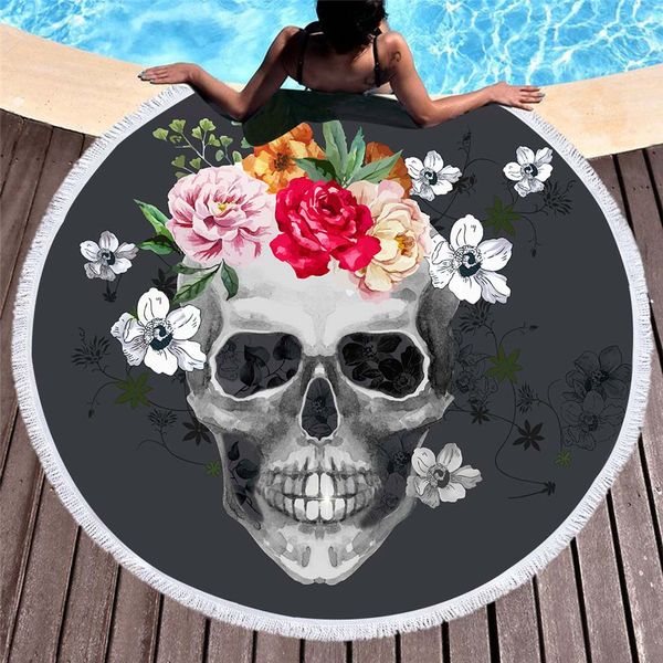 

large bath towel for beach thick round 3d sugar skull printed beach towel fabric quick compressed tapestry yoga mat