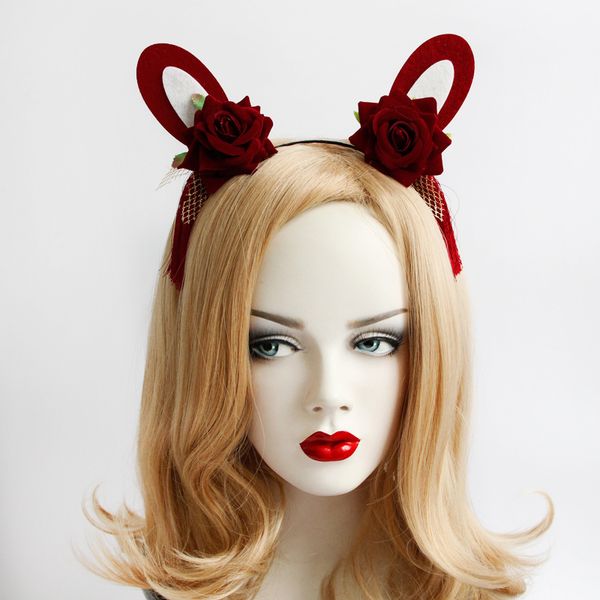 

heba halloween personality fashion exotic style woman hairbands christmas hair accessory rose flower