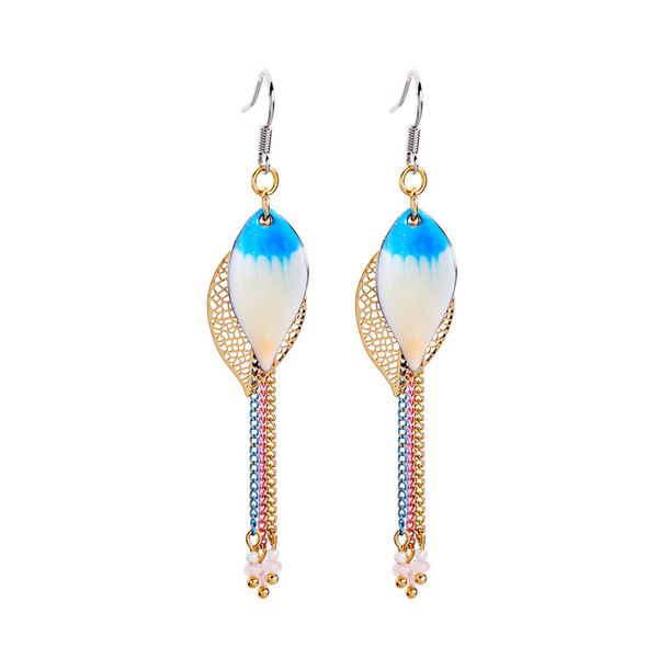 

new bohemia acrylic crystal long glass enamel tassel earrings for women classical vintage handmade jewelry accessory jewelry, Silver