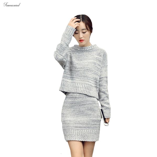 

свитер womail платье winter 2 шт набор женщин с длинным рукавом управление casual wear серый пуловер вязаные платья одежда костюм n22, White