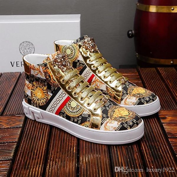 

european station new luxury leather printing trend wild casual shoes high-comfortable sports breathable handmade sneakers, Red;white