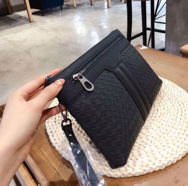 

designer mens handbag woven wrist bag business leather fashion hand envelope bag fashion woven leather mens shoulder