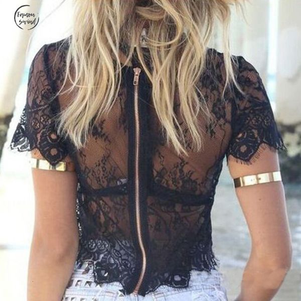 

женщины out tank лето с коротким рукавом крючком кружева полиэстер crop top hollow топы сексуальных женщин блузки с коротким рукавом hollow, White