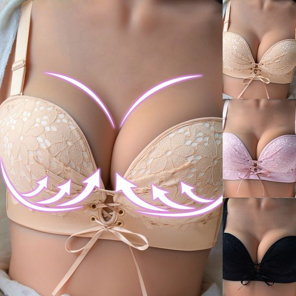 

sfit women strapless bra for dress wireless super push up invisible backless bra small breast brassiere seamless bralette, White;black