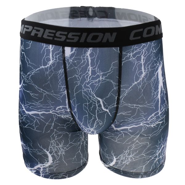 

mens high elastic printed compression shorts fitness sports tights 1 l, Gray
