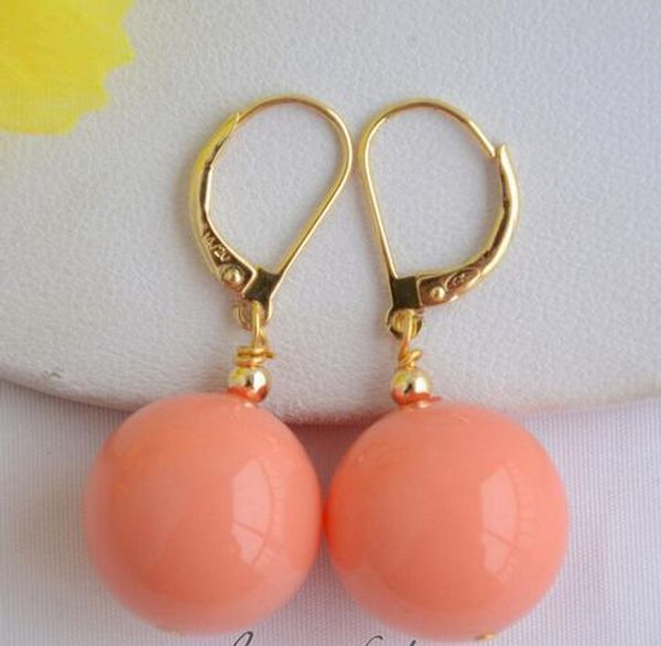 

envÃ­o gratis 16 mm rosa mar del sur concha perla pendientes, Silver