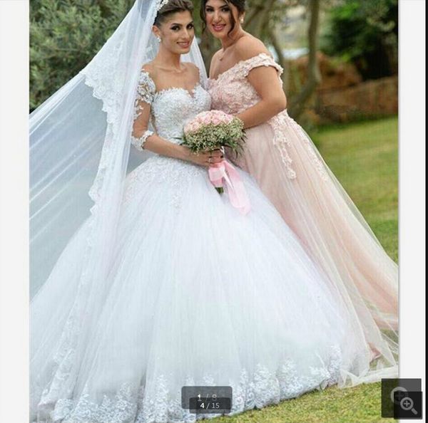 

2019 robe de soiree white lace appliques ball gown wedding dress 3/4 sleeve beading sequins princess corset wedding gowns sale