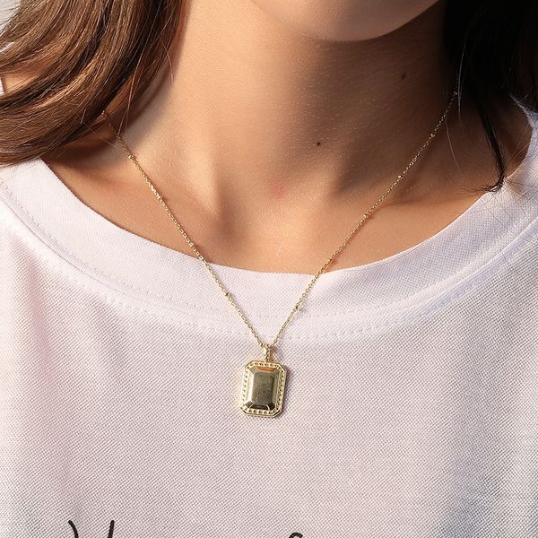 

silvology 925 sterling silver glossy square necklace gold round bead side elegant female pendant necklace festival jewelry gift