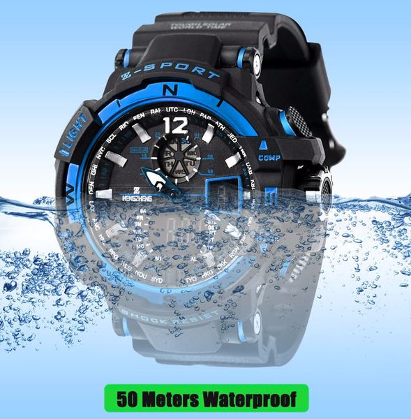 

black light sport watch clock men rubber band led digital sports watches waterproof diving quartz wrist watch relogio masculino, Slivery;brown
