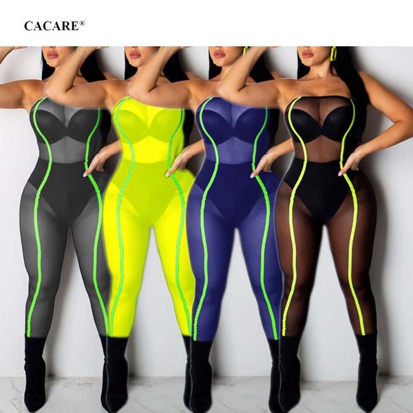 

see through mesh jumpsuits playsuit women summer romper pajamas playsuit overalls bodysuit body suit party club f0607, Black;white