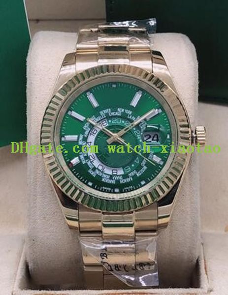 

latest luxury full gold watch men 2813 automatic green dial 326935 gm/t working sapphire luminous 326938 perpetual fashion mens watches, Slivery;brown