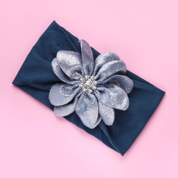 

fashion big flower baby headband wide elastic baby girl hairband for newborn hair band solid color turban hair accessories, Slivery;white