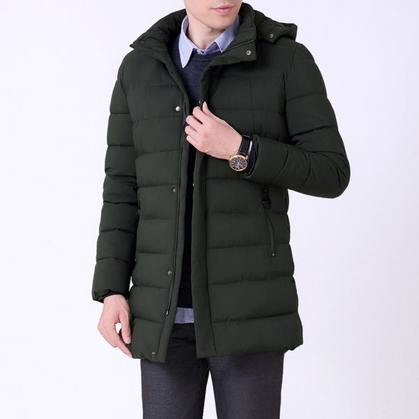 

2019 winter men cotton padded jacket hat detachable warm coat causal parkas winter jacket men clothing, Black