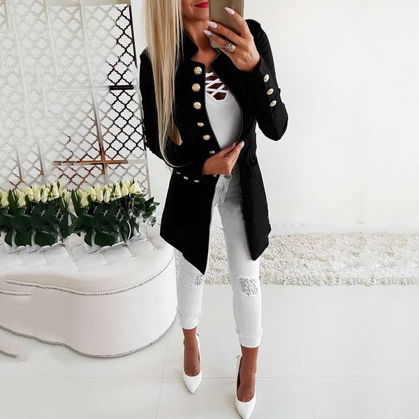 

2019 autumn women slim cool office lady lapel suit long-sleeve jackets sweet female zipper faux femme outwear coat plus size d1, Black;brown