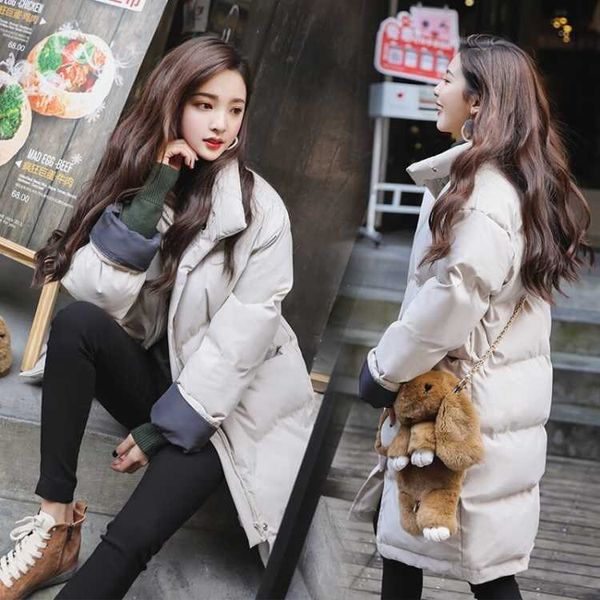 

2019 winter fashion women jacket cotton padded warm thicken ladies slim coat loose long coats parka womens jackets, Black