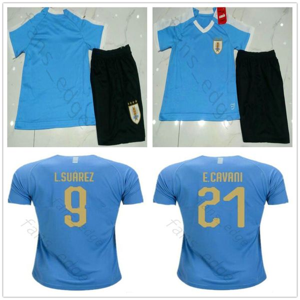 

kids 2019 uruguay copa america soccer jersey 19 20 uruguay home l.suarez e.cavani shirt d.godin national team youth child football uniforms, Black