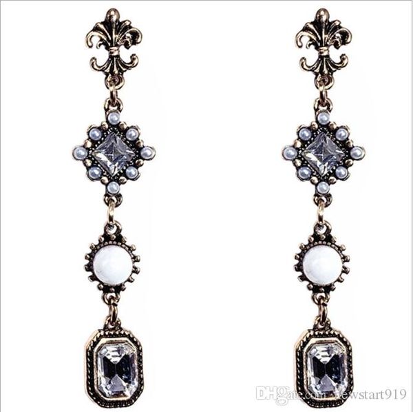 

new baroque retro versatile pearl and gem earrings s925 silver pin earrings clip
