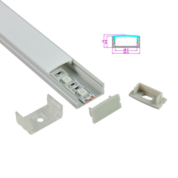 10 x 2 m Sätze/Los U-förmiges Aluminiumprofil für LED-Streifenlicht Rechteckiger LED-Kanal aus Aluminium für Wandeinbauleuchten