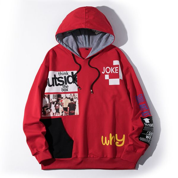 

the fire hooded sweater tide male hip-hop brand spring and autumn loose big yards students korean fashion jacket, Black
