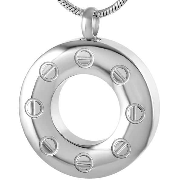 

z209 silver color stainless steel circle funeral cremation urns jewelry with human/pet memorial ashes holder keepsaje pendant necklace